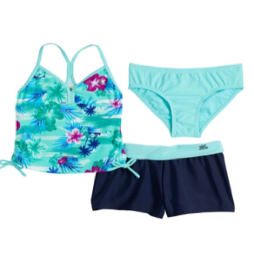 NWT Zero Xposure 3 piece Tankini w/ Swim Shorts